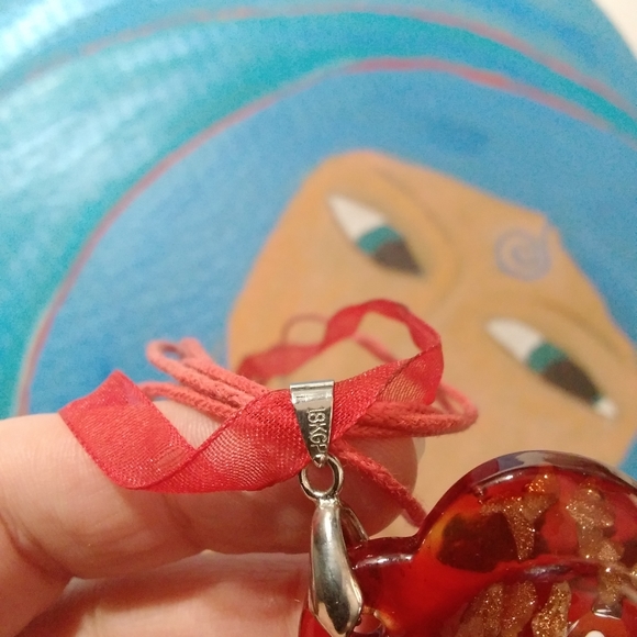 🌙18k Orgone Resin Heart Goldflake Millefiori - Picture 4 of 9